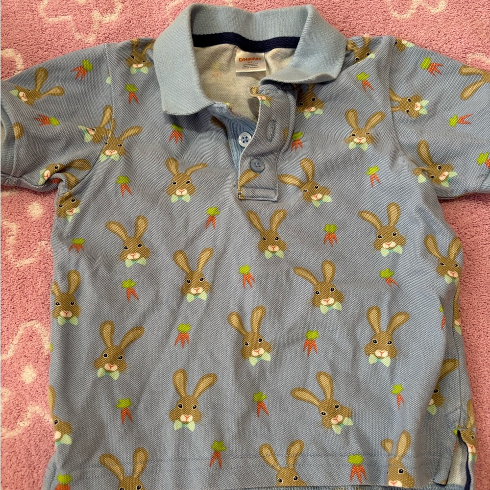 Kids Blue Bunny Print Polo Shirt